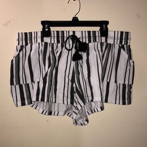 black & white striped shorts